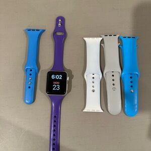 Apple Smartwatch Series 3, 38mm, with Charging Cord and Assorted Bands